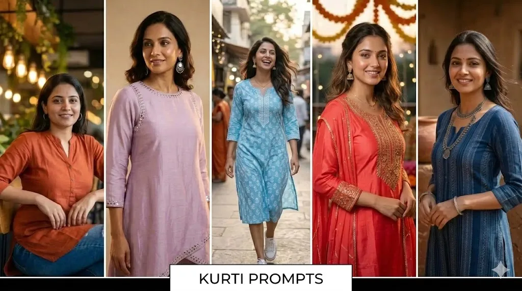 10 Best Gemini AI Prompts for Stylish Indian Girl Kurti Portraits in 4K