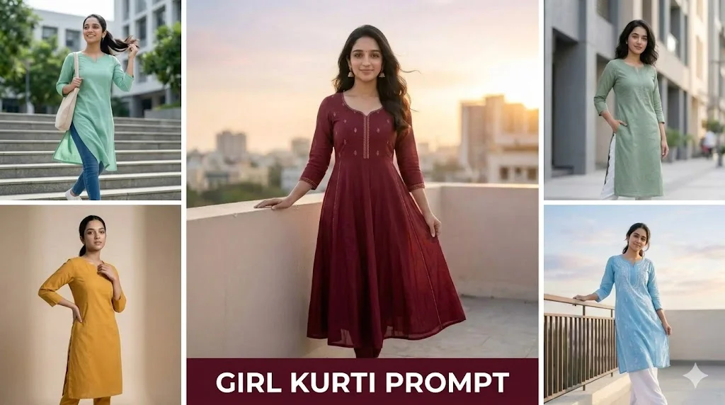 Best Prompt for Gemini AI Girl to Create Stylish Indian Girls in Traditional Kurtis