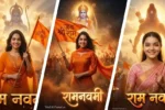 Ram Navami AI Photo Editing Prompt for Girl – Jai Shree Ram Flag 8K