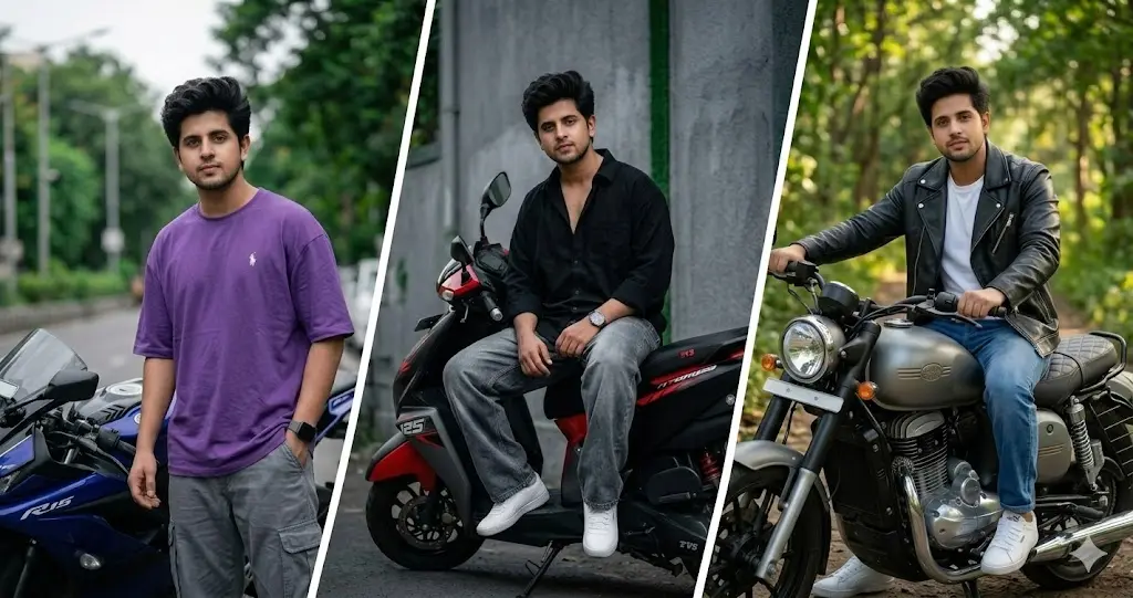 Razz Suman AI Photo Editing Bike: Viral Instagram Pose Prompt for Boys