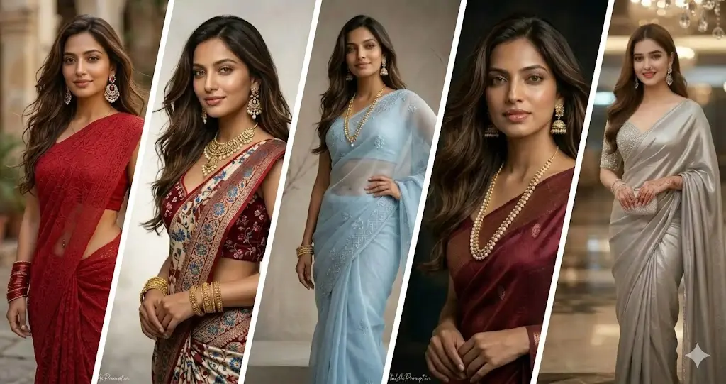 Latest Saree Poses New Style for Photoshoot & Reels Prompt